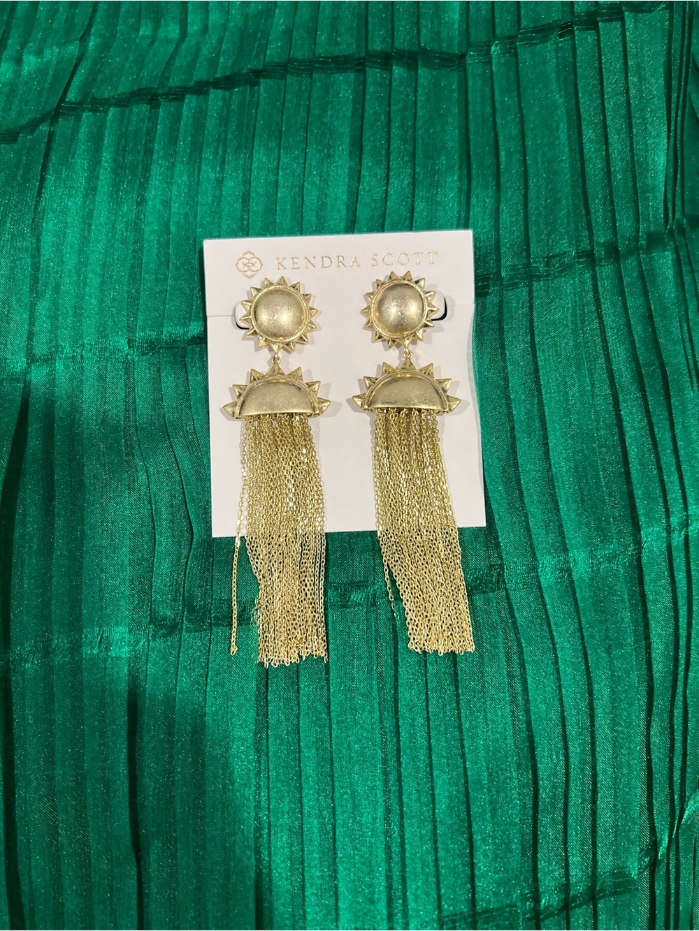 Kendra Scott Gold Sunburst Chain Tassel Earrings